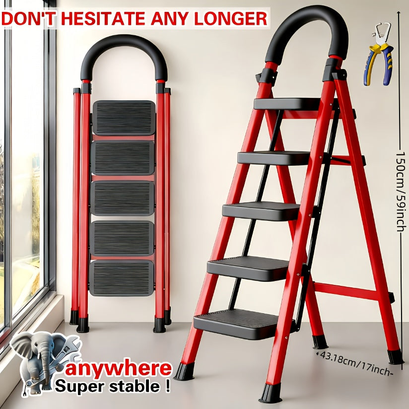 500 lb Heavy-Duty Folding Ladder with Anti-Slip Treads