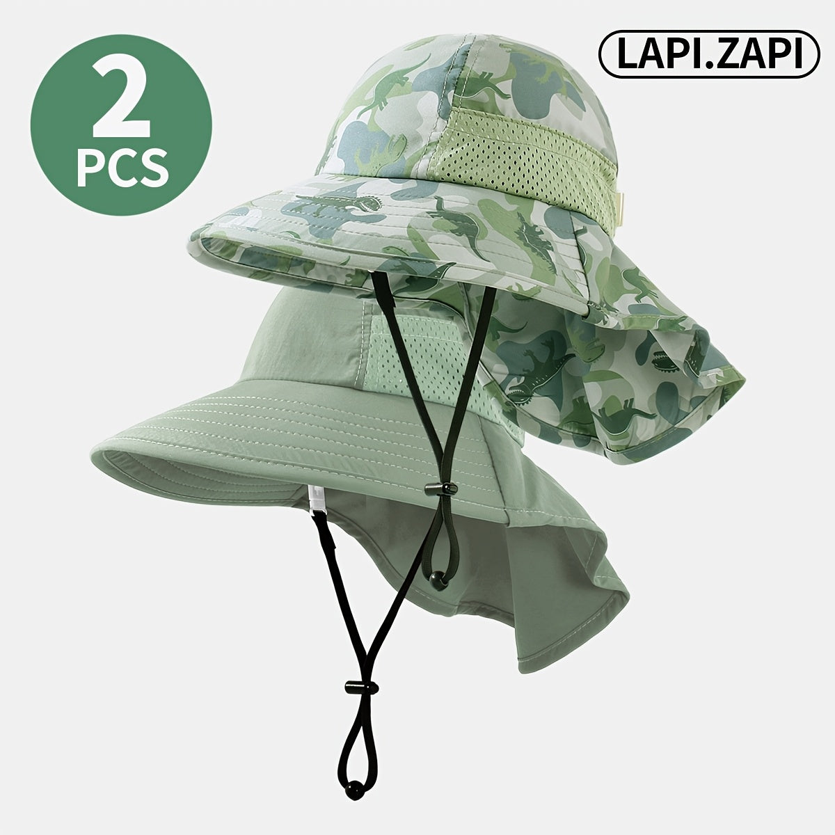 Toddler Flap Bucket Hat Set with Wide Brim and Neck Cover