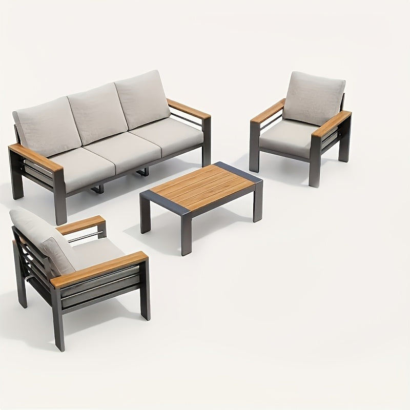 4, 5 Or 7-Seat Aluminum Patio Furniture Set, Featuring Upgraded Cushions And Armrests, Perfect for Backyard, Garden, And Poolside Relaxation