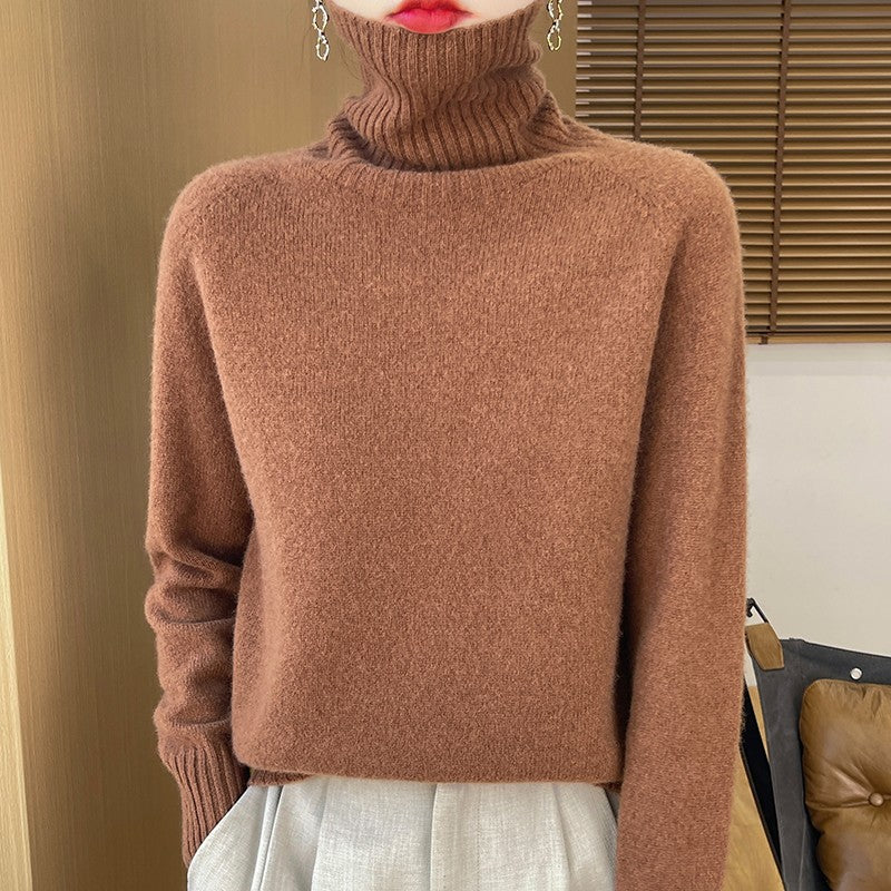 Knitted Sweater Solid-color Long-sleeve Pullover Relaxed-fit Bottoming Top