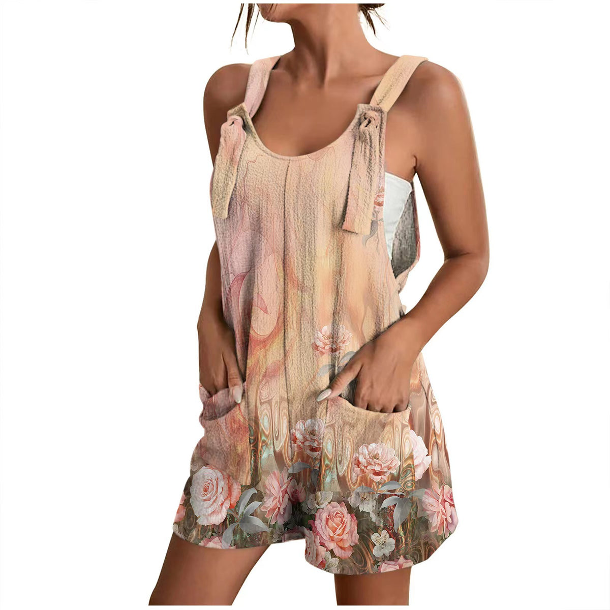 Women's V-Neck Casual Strap Pocket Jumpsuit