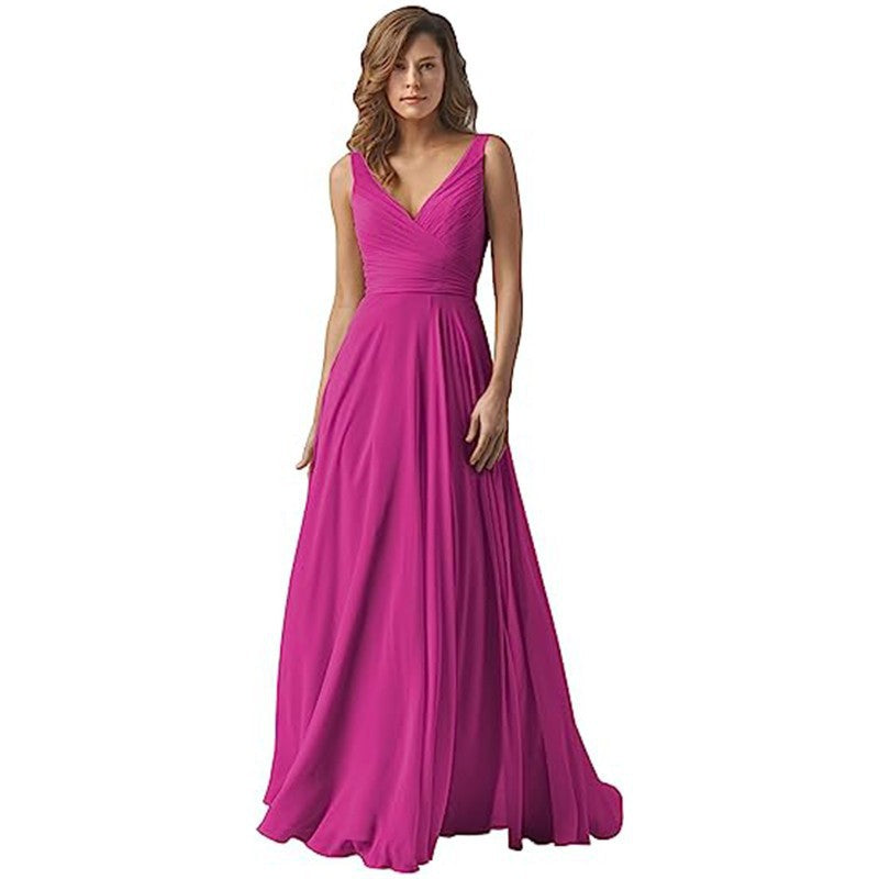 Women's V-neck Slim-fit Chiffon Dress
