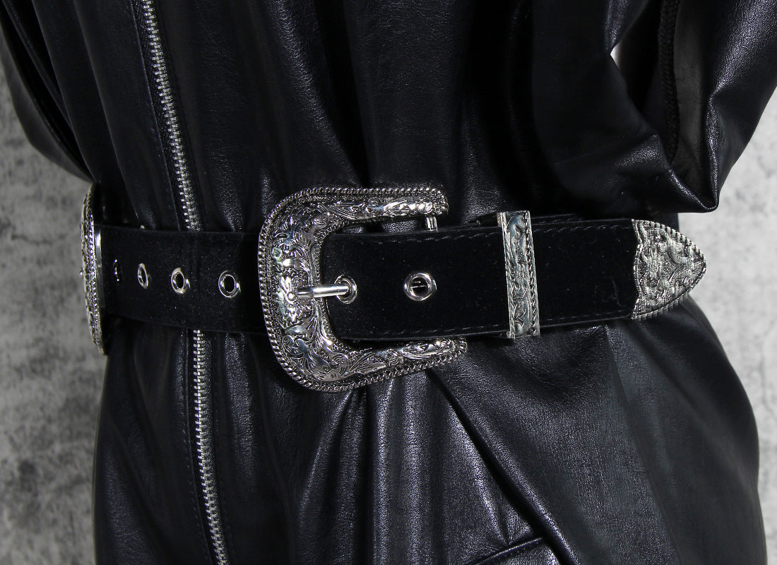 Sleek PU Leather Waist-Defining Jumpsuit