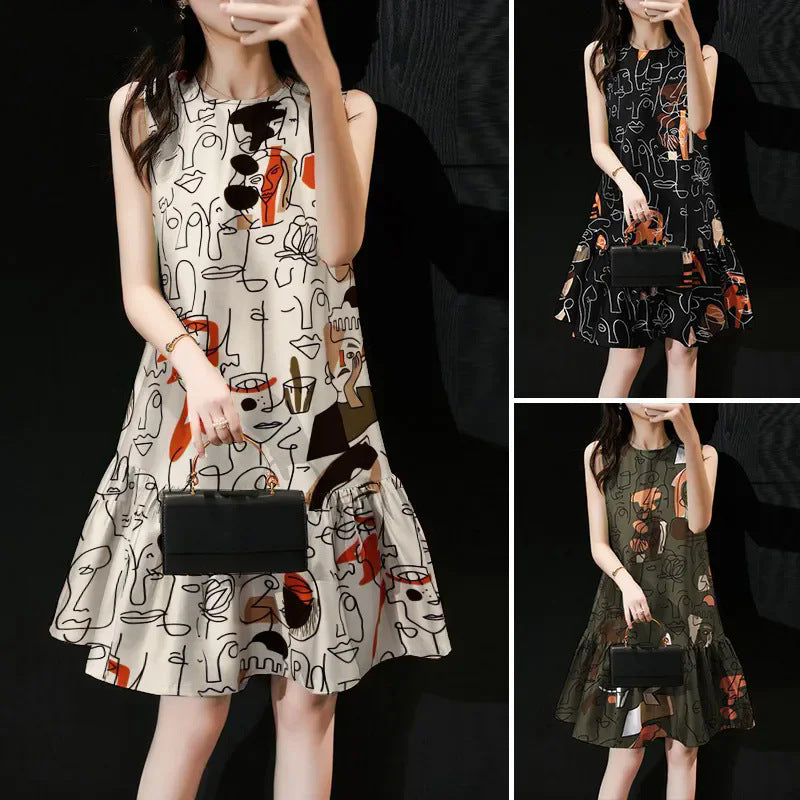 Fashion Sleeveless Crew-neck Party Dress