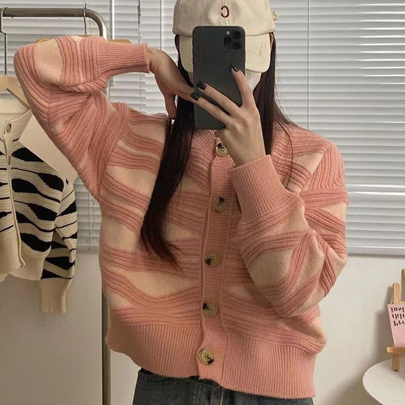 New Round-neck Top for Women Petite Short Sweater Jacket