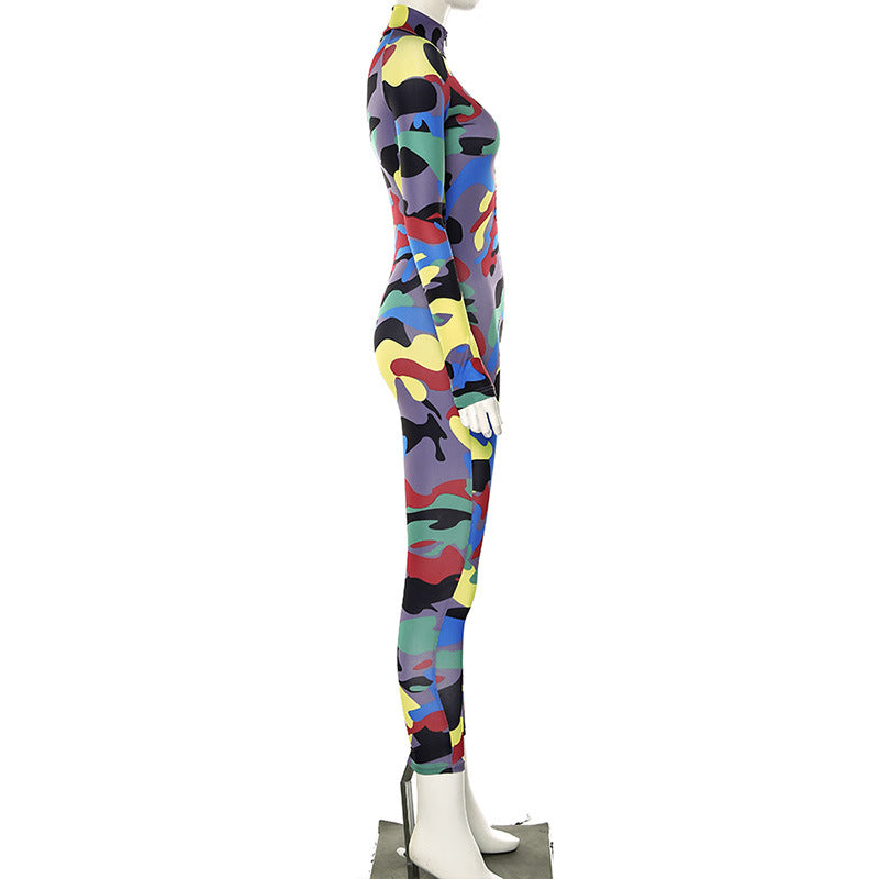 Zipper camouflage yoga exercise Siamese