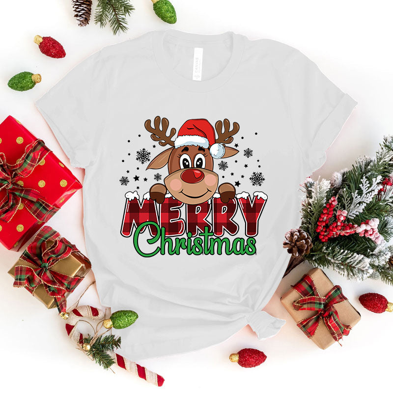Cute Merry Christmas Printed Tee - Festive Holiday Shirt