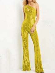 Slant Shoulder Slim Fit Party Bodysuit