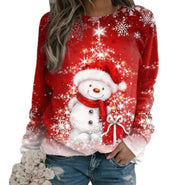 Festive 3D Snowman Christmas Women's Pullover Sweater