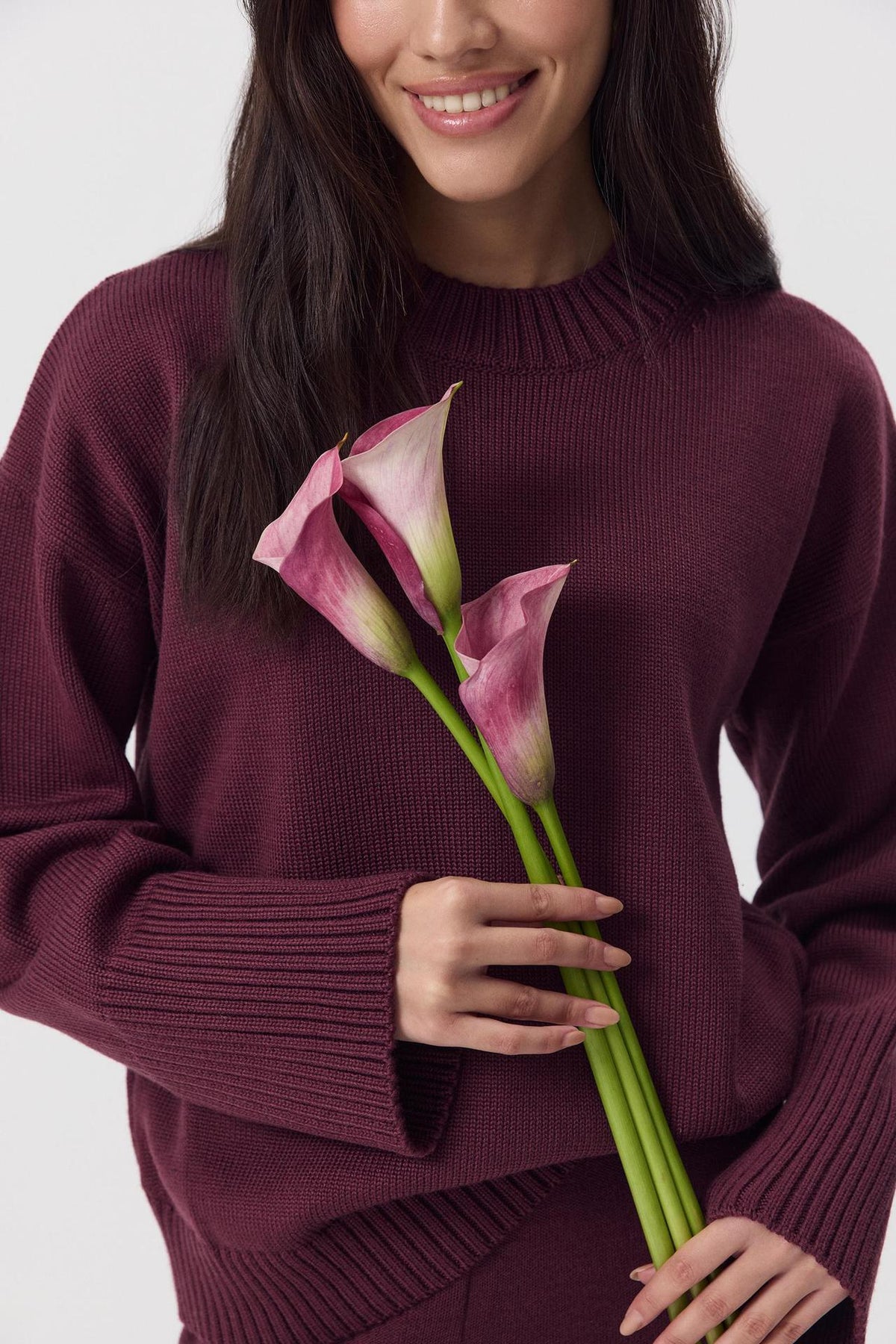 Loose-fit Crew-neck Pure Cotton Knit Lazy-style Sweater for Women
