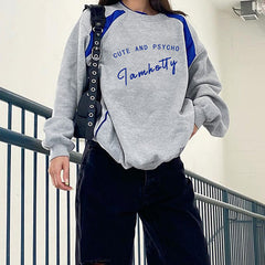Long-sleeve Top With Contrasting Split Letters