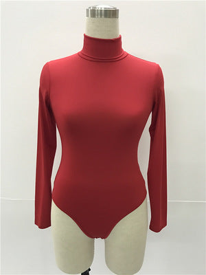 Women's 12-Color High Collar Slim Long Sleeve Jumpsuit
