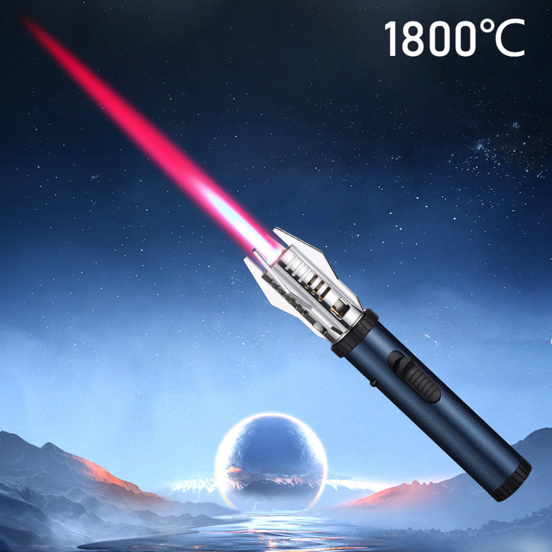 Windproof Turbine Jet Lighter – Metal, Red Flame (Butane Not Included)