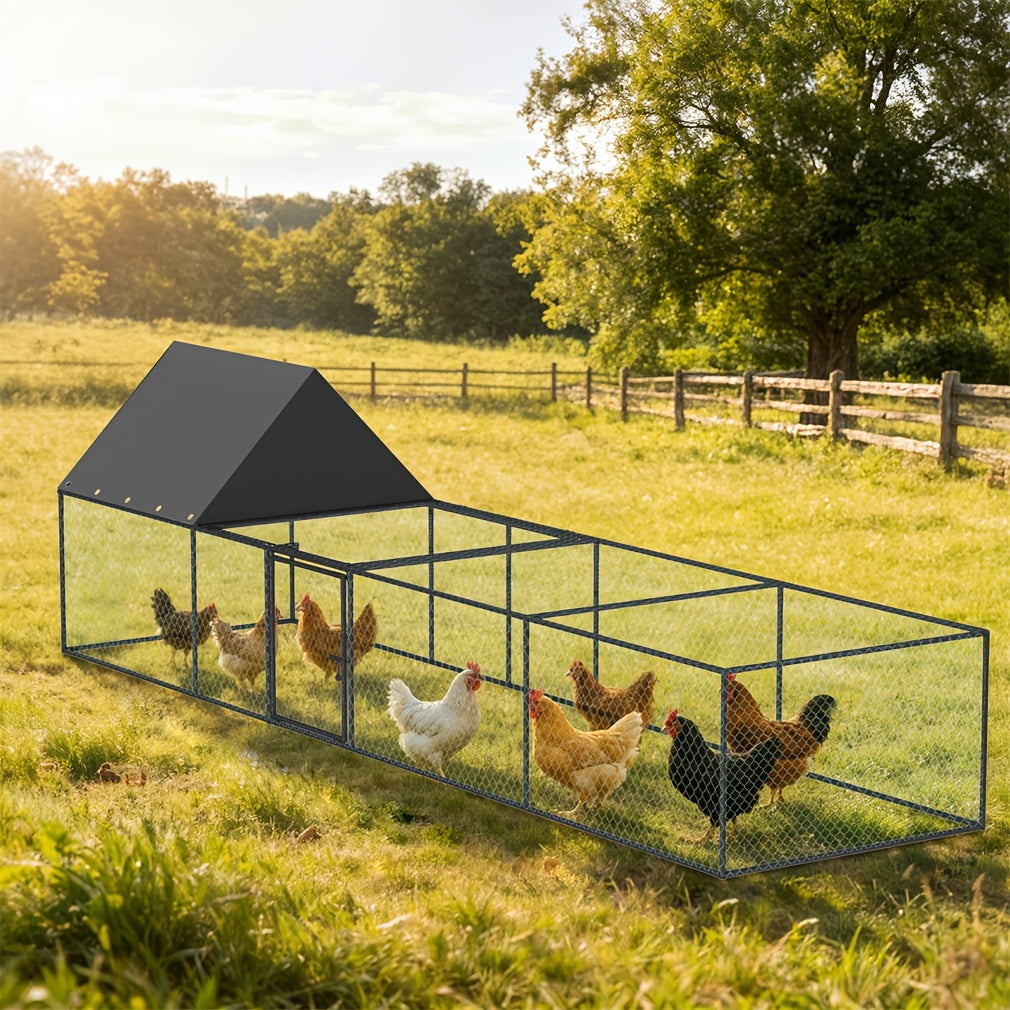 Outdoor Metal Chicken Coop Cage with Nylon Netting – Walk‑In Poultry Run for Yard