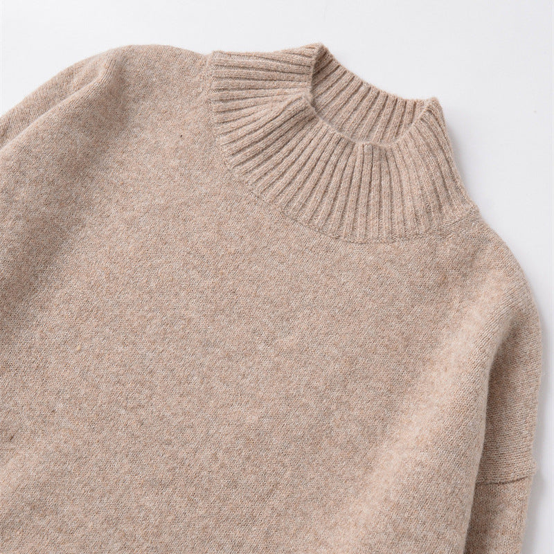 Women's Fashion Simple and Soft Stand Up Collar Knitted Sweater