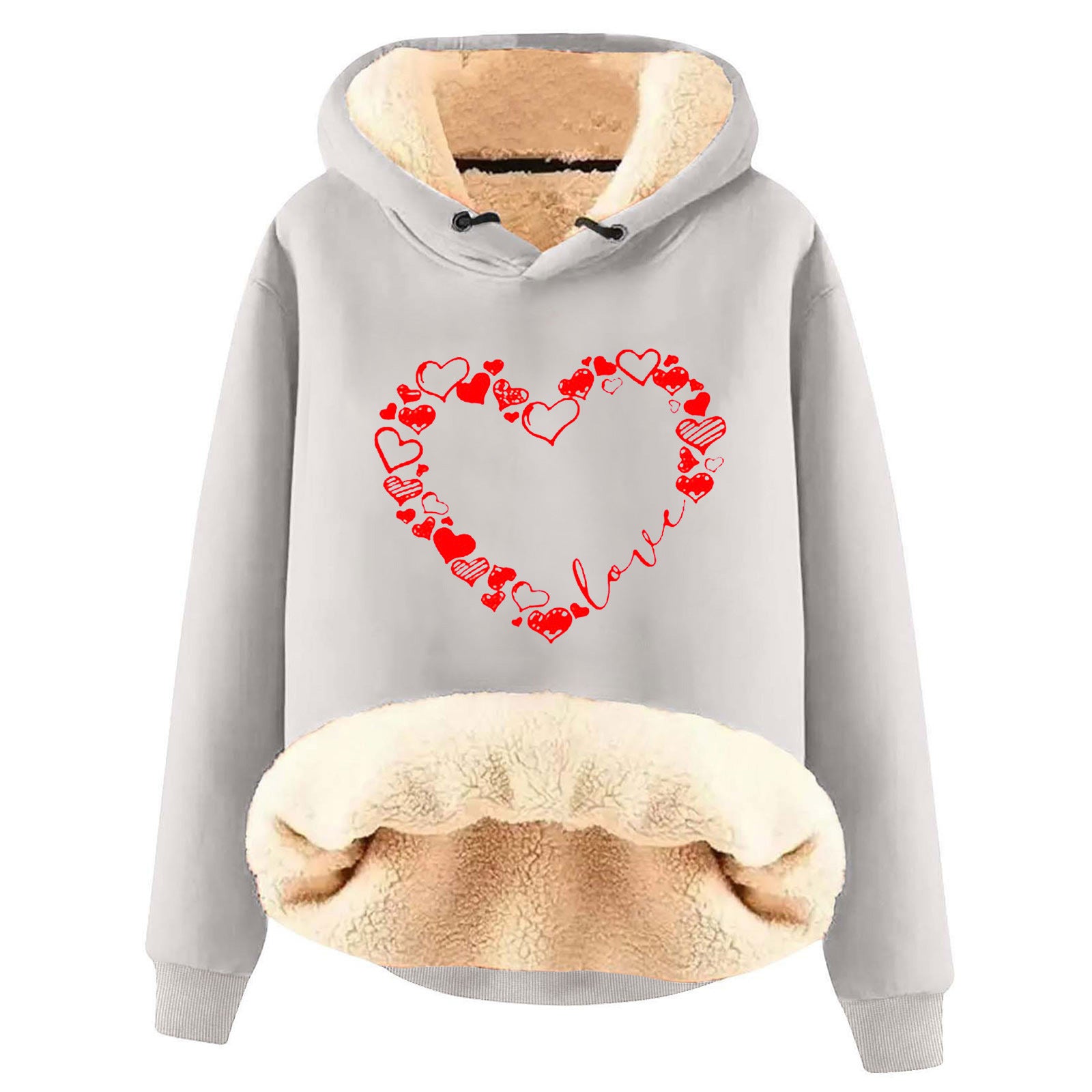 Fleece-Lined Warm Loose Hooded Pullover Sweatshirt