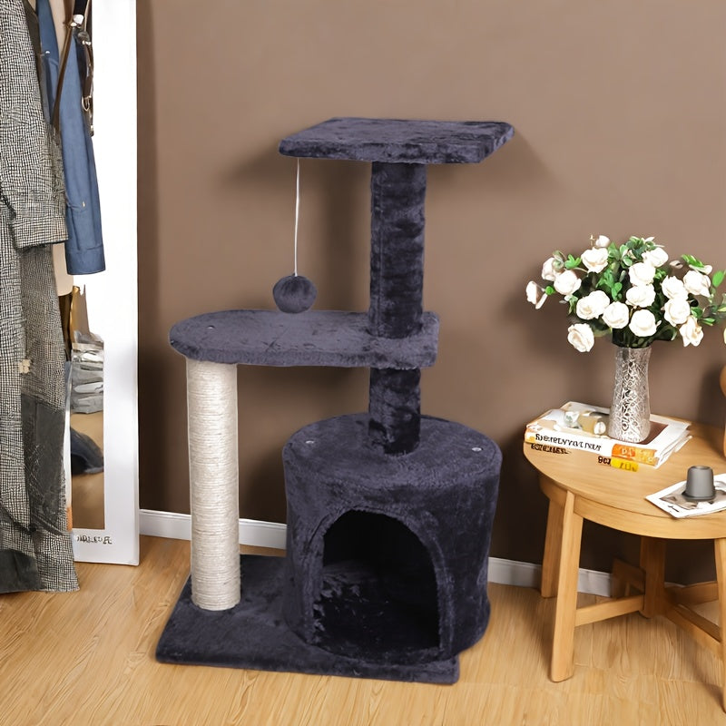 1pc Multi-layer Cat Apartment With Cat Scratching Post, Perch And Cat Hole, Beautiful Cat Indoor Toy, Suitable For Kitten And Cat Exercise And, Perfect Cat Furniture, Protect Home Furniture, Easy To