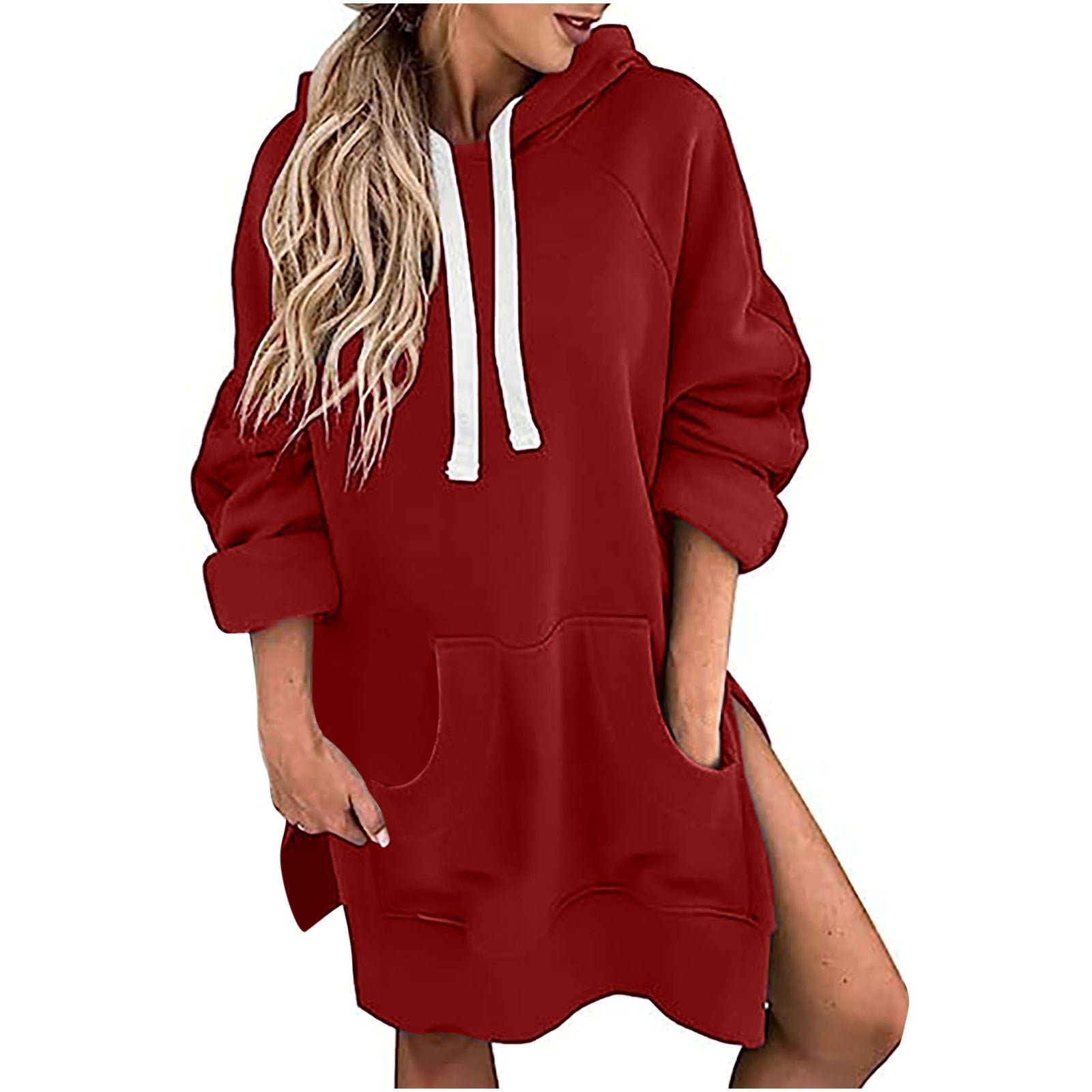 Cozy Drawstring Long Sleeve Women's Solid Casual Sweater