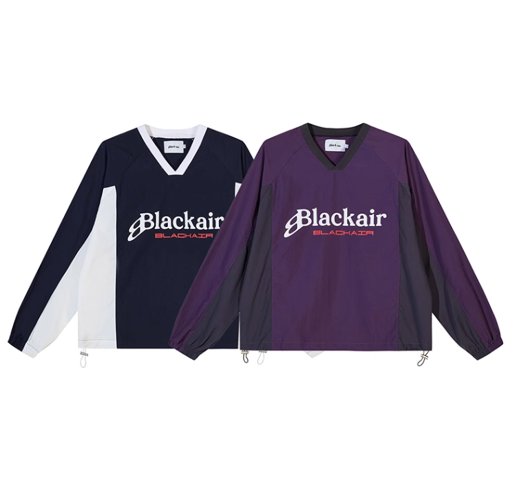 Contrast Color V-Neck Couple Pullover Hoodie