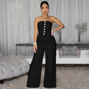 Women's Sexy Strapless Backless Wide-Leg Jumpsuit