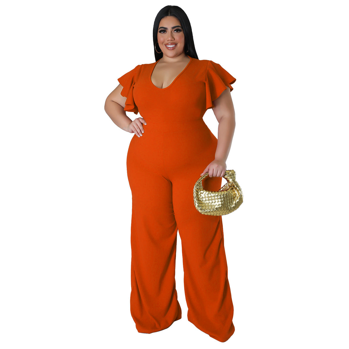 Women's High-Stretch Lotus-Leaf Wide-Leg Pants