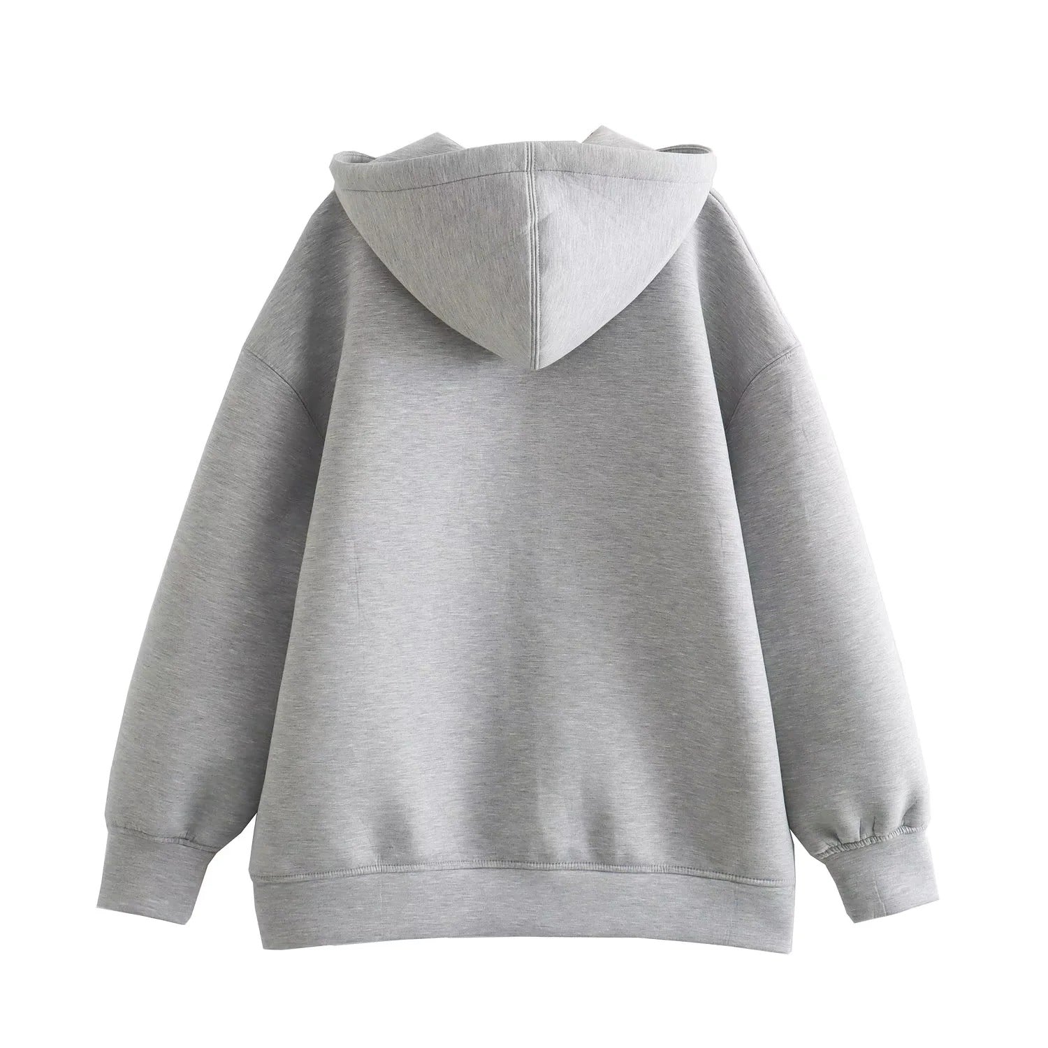 Women's Casual Gray Zip Cotton Sweatshirt