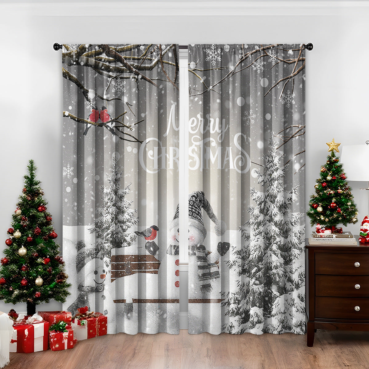 3d Digital Printed Christmas Curtains