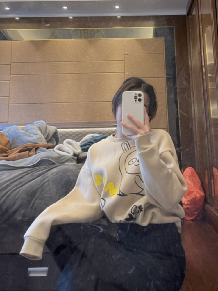 Cute Printed Crewneck Loose Long-Sleeve Sweater