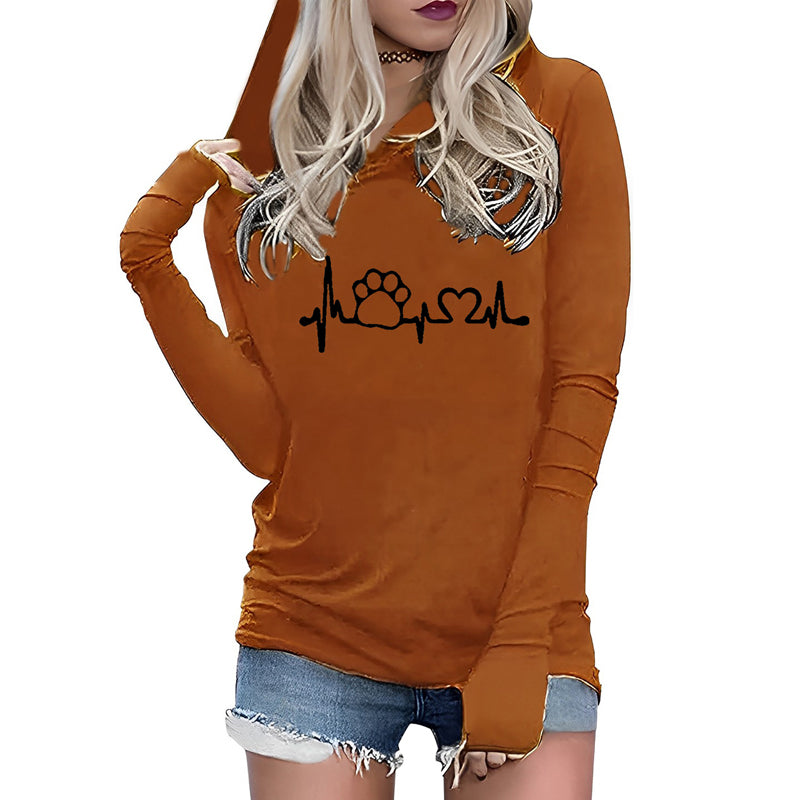 Chic Alphabet Embroidered Slim Fit Long Sleeve Hoodie