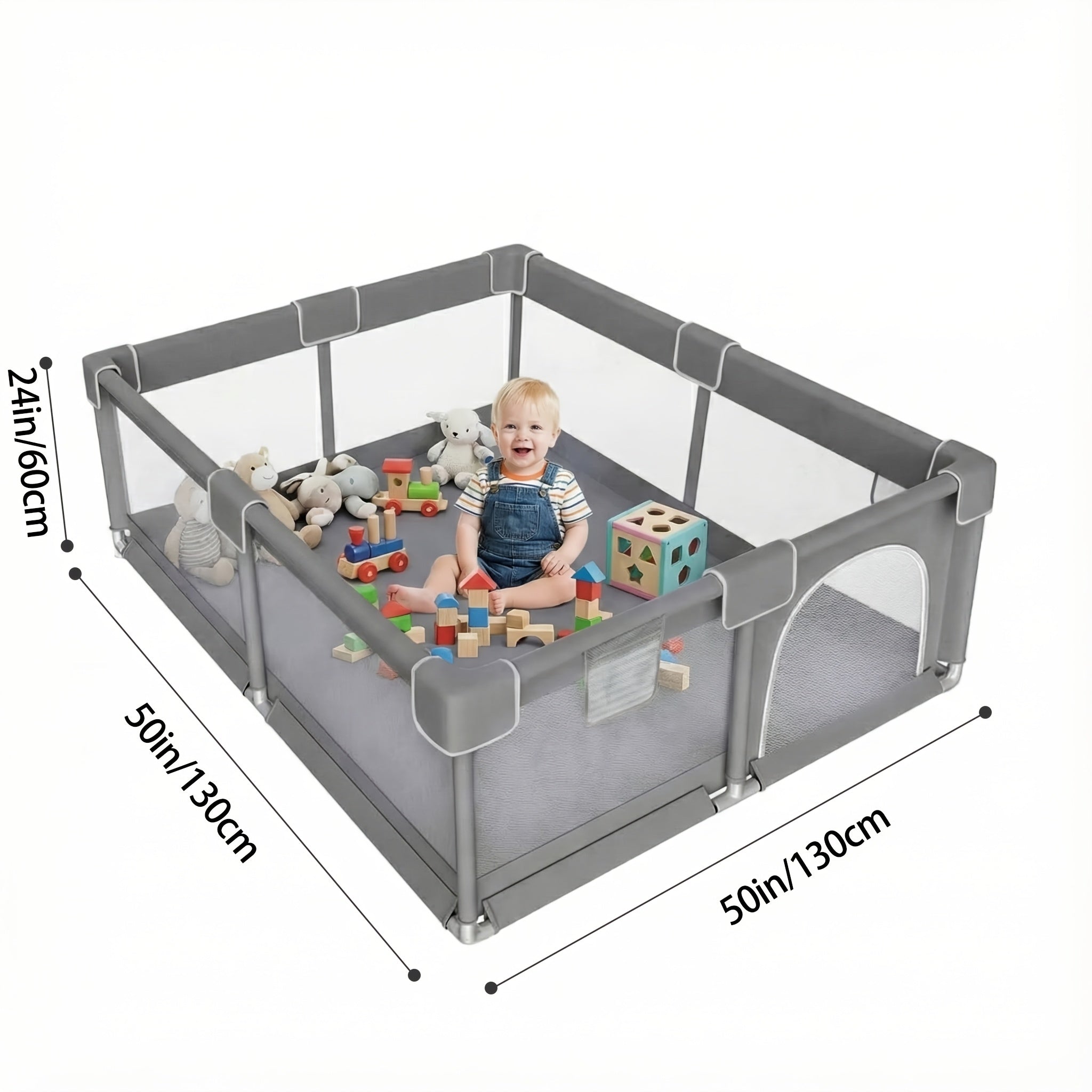 50×50‑Inch Baby Playpen with Breathable Mesh – Indoor/Outdoor Anti‑Fall Play Yard