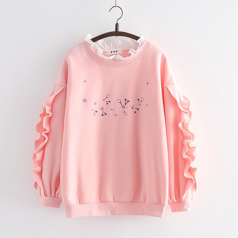 Women's Printed Long Sleeve Fleece Pullover Top