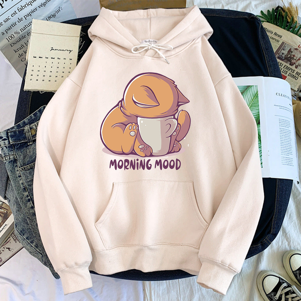 Cozy Cartoon Animal Velvet Hoodie for Cute Streetwear Style