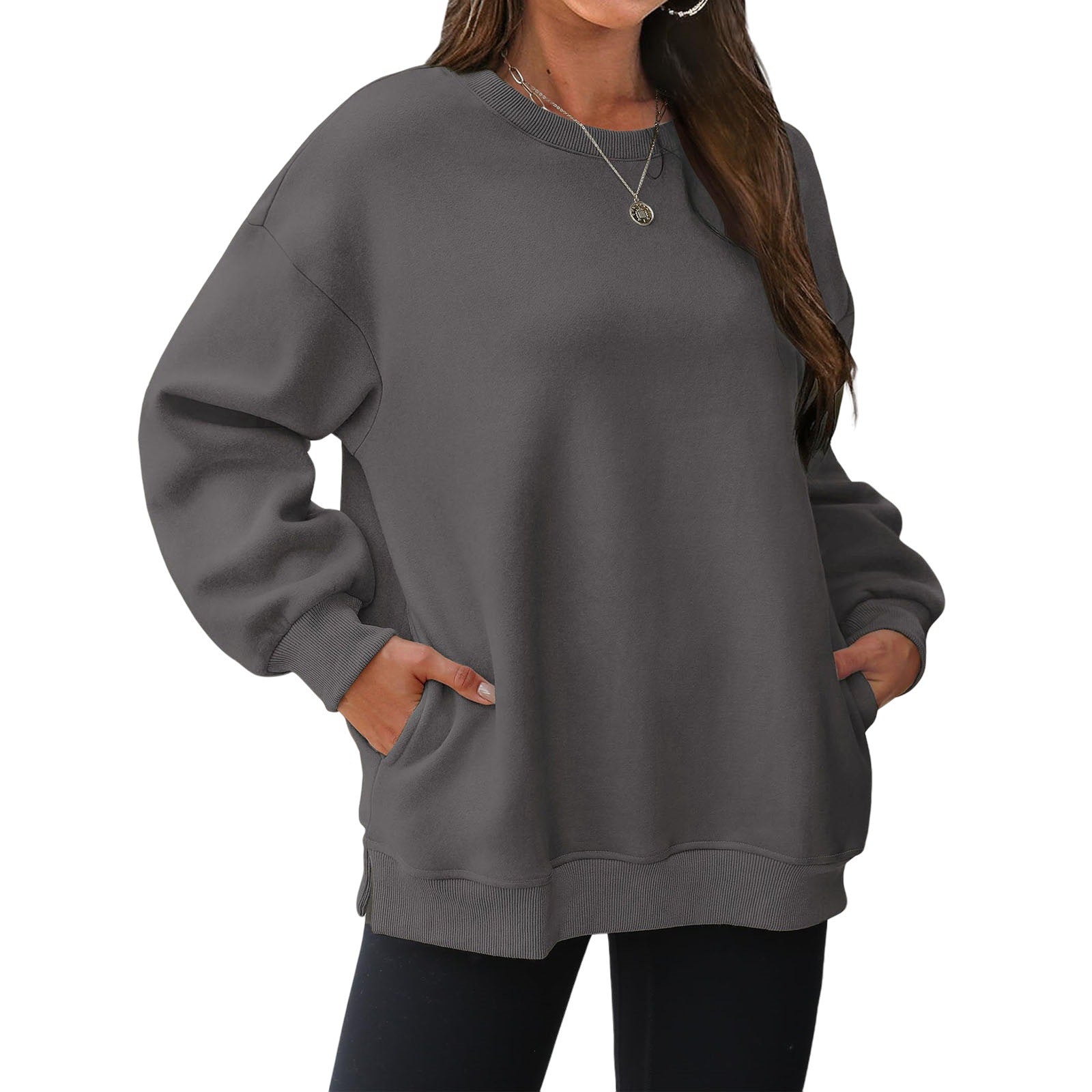 Oversized Velvet Long Sleeve Pullover Sweatshirt