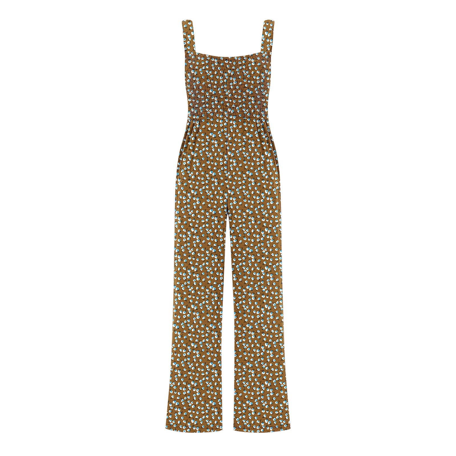Chic Printed Wide-Leg Overalls with Pleated Pockets