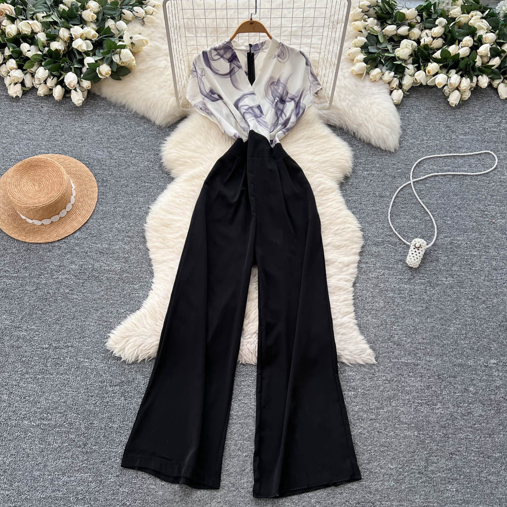 Chic Flutter-Sleeve High-Waist Wide-Leg Jumpsuit