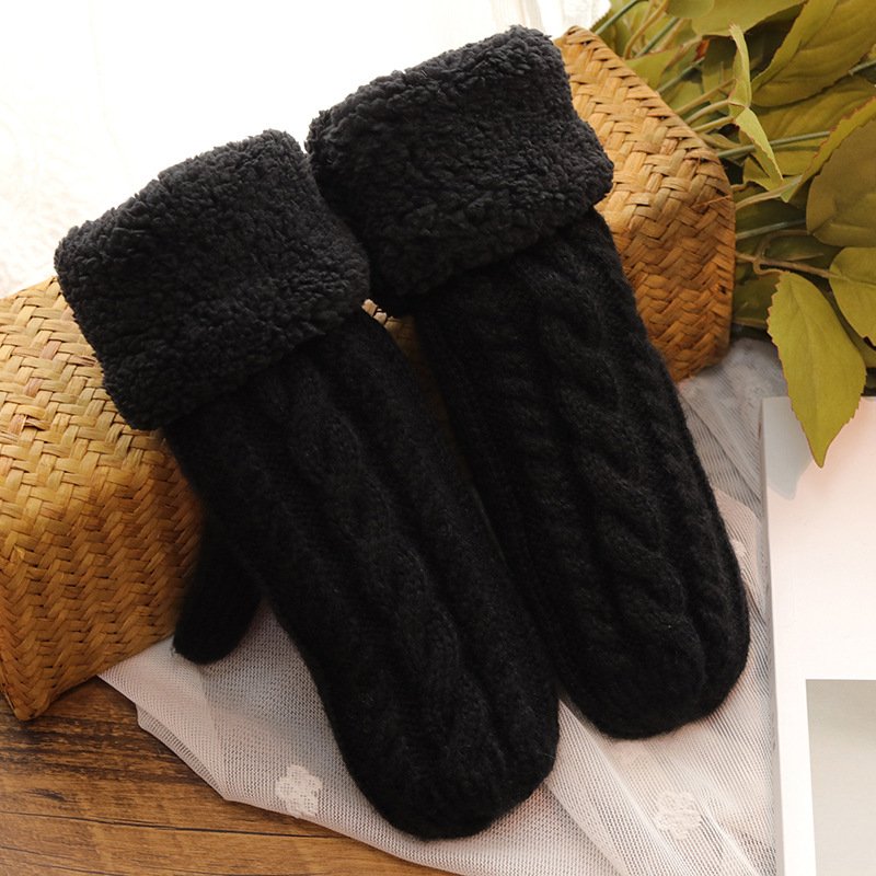 Warm Single Finger Gloves for Women - Mohair Twisted Mittens