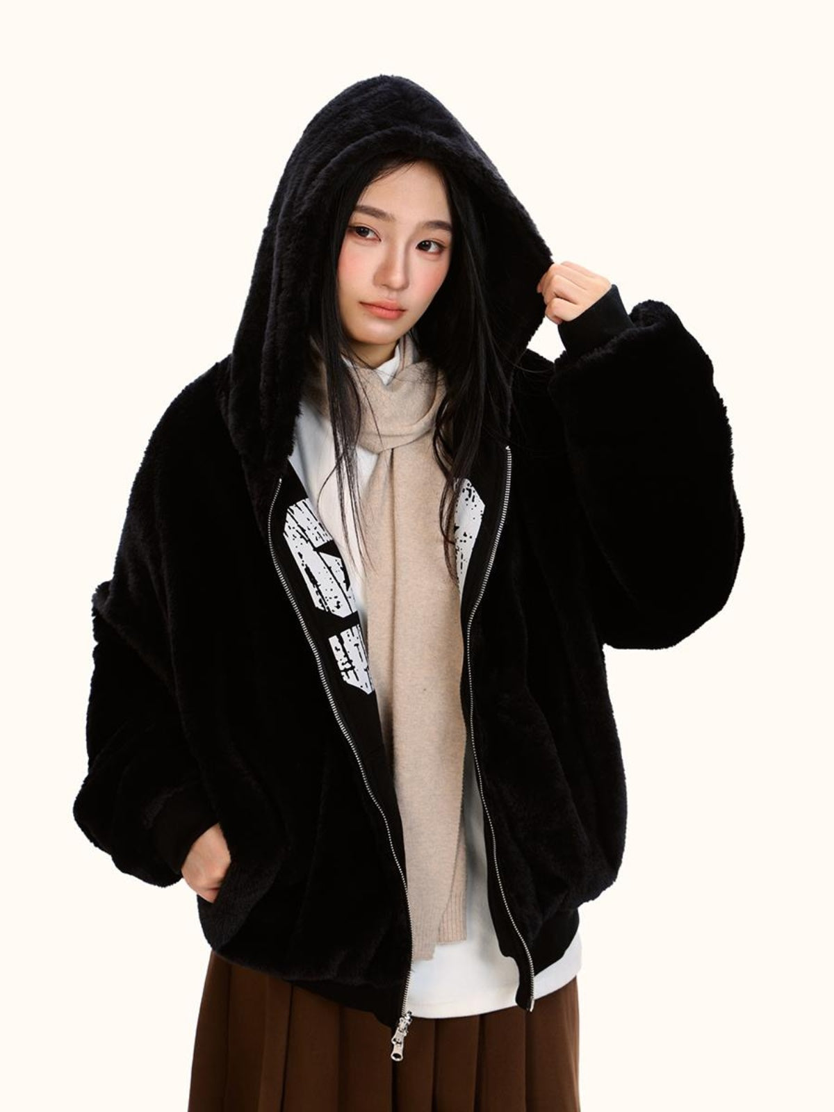 Reversible Fleece-Lined Padded Zip Hoodie