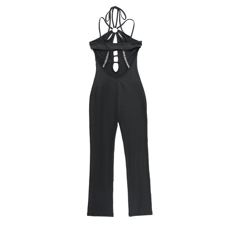 Women's Sleek Halter Hollow-Out Slim Jumpsuit