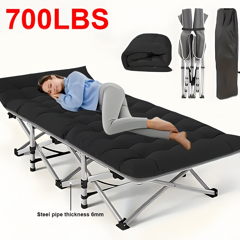 1 X 75 Inch Folding Bed, Camping Bed, Portable Folding Guest Bed with Mattress, 700-Pound Capacity, Adult Bed for Outdoor Travel, Poolside, Patio, Terrace, Camping