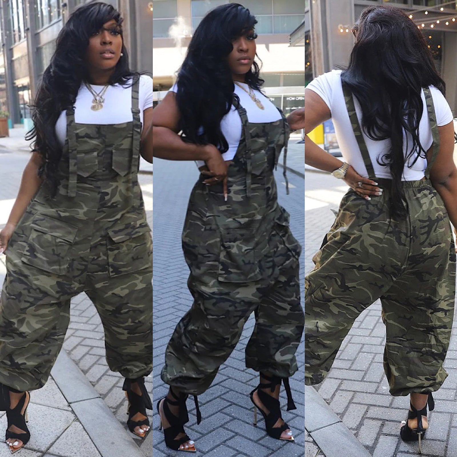 Women's Casual Loose Camouflage Jumpsuit Overalls