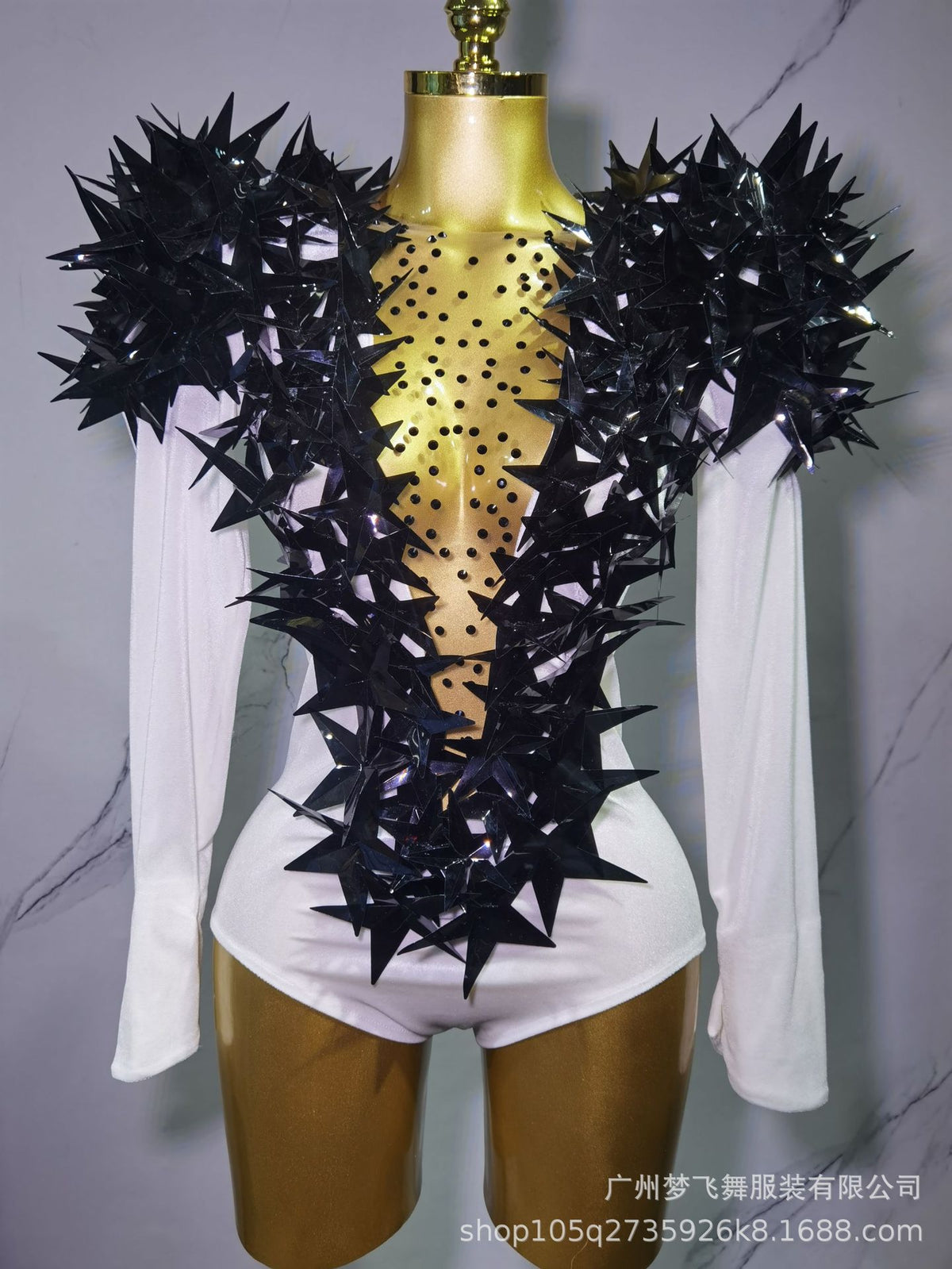 Golden Star Padded Shoulder Jumpsuit Statement Stage Outfit