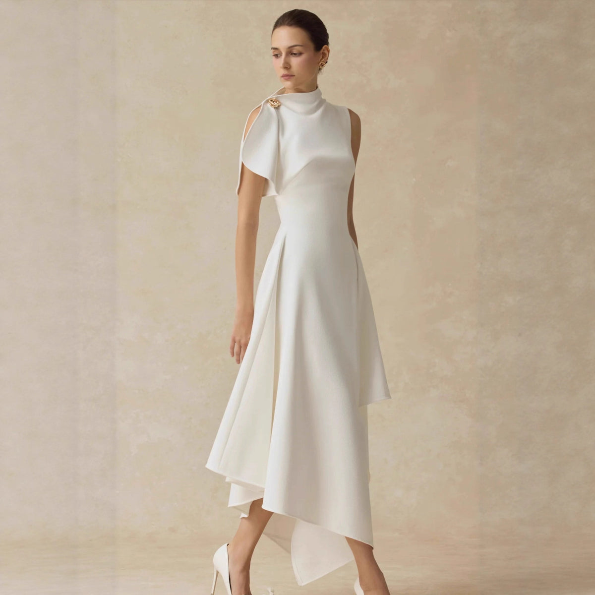 Designer-inspired Elegant Long-line Waist-cinching Dress