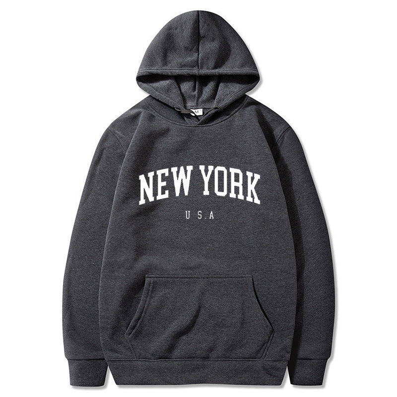 Women's Velvet Padded Printed Casual Sports Hoodie
