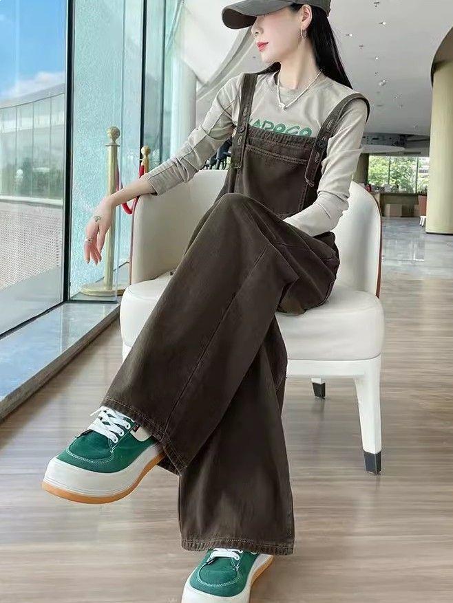 Vintage Wide-Leg Denim Workwear Jumpsuit