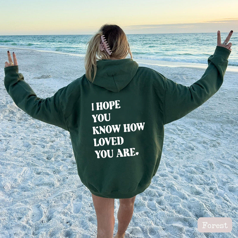 Plus Size Casual Printed Drawstring Hoodie