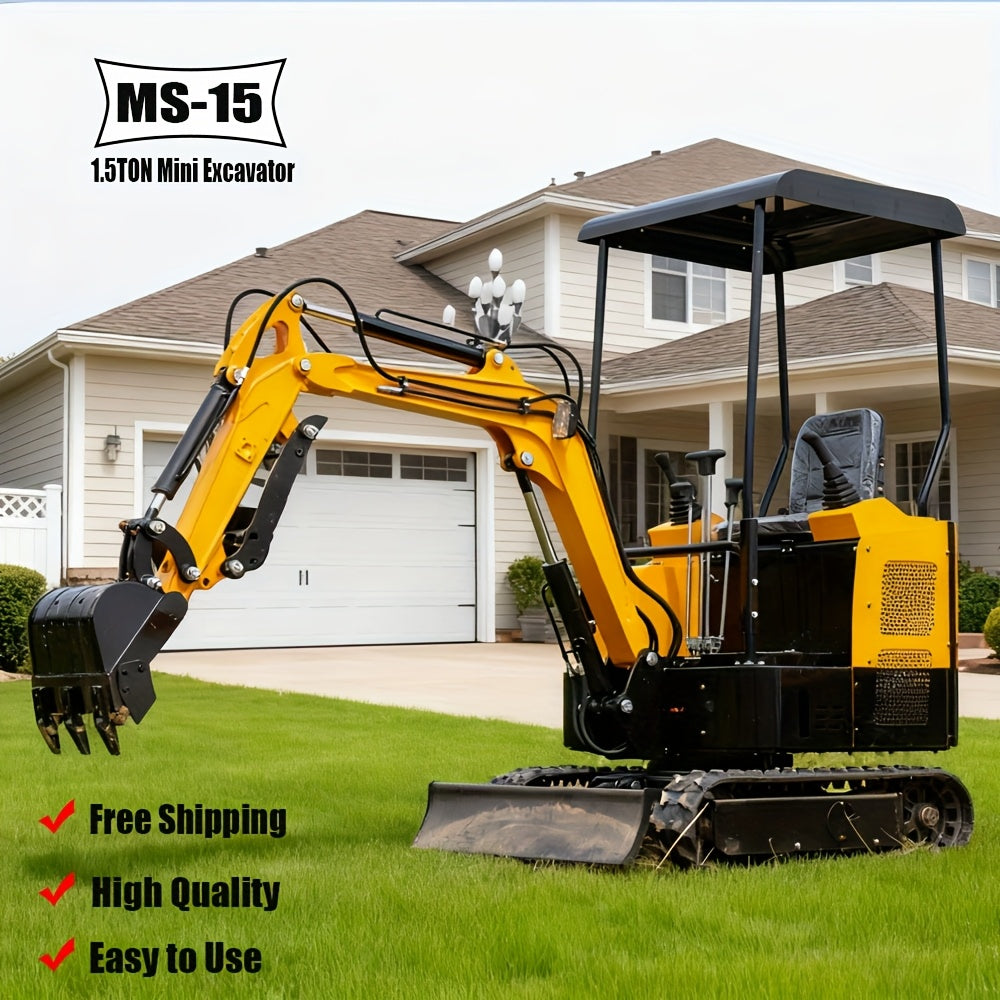 Free Shipping 1.5 Ton Small Excavator Machine, Easy to Use Control Lever On Both Sides, 13.5HP Gasoline Engine with EPA, Compact Digger for DIY & Landscaping Parks, Farms, Gardens, Factories, Construction Projects, Source Factory Quality Assurance