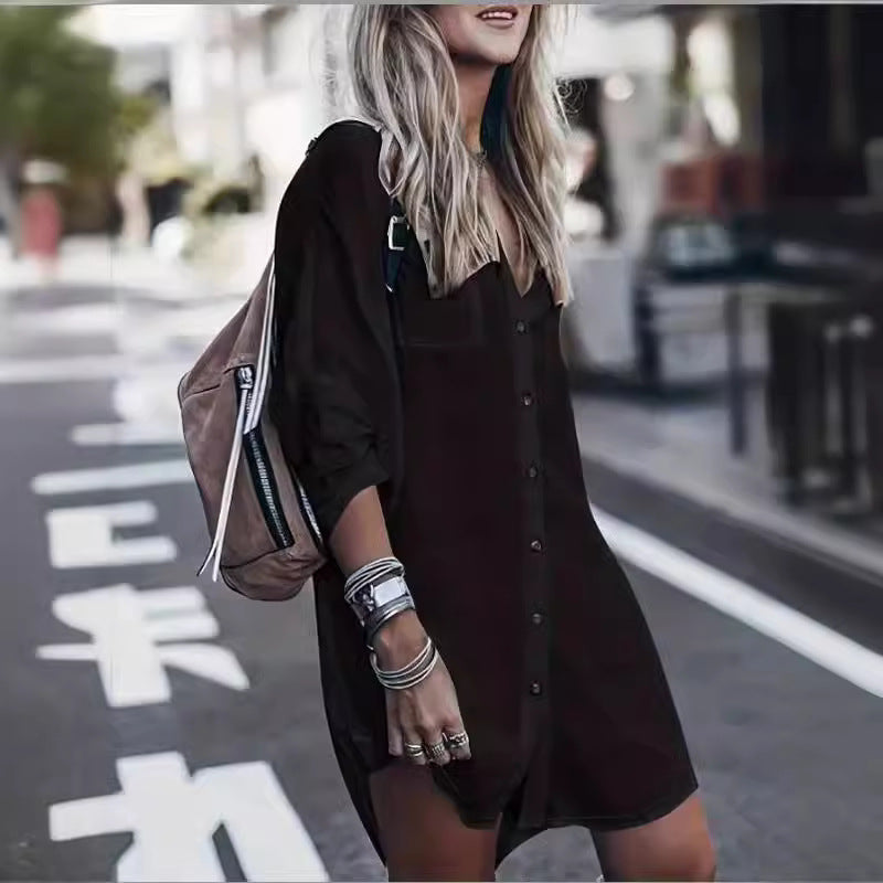 Women's Rayon Lapel Loose Casual Top Shirt