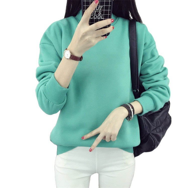 Women's Cozy Plush Pullover Hoodie with Standing Collar