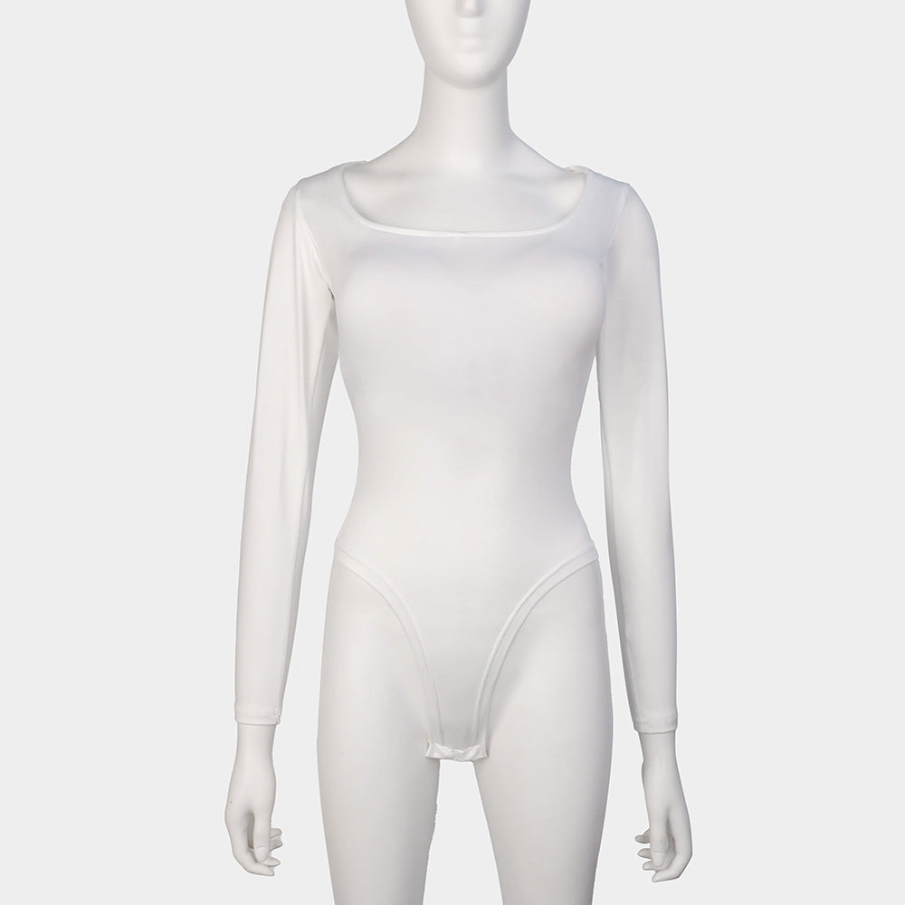 Women's Slim Fit U-Collar Polyester Jumpsuit