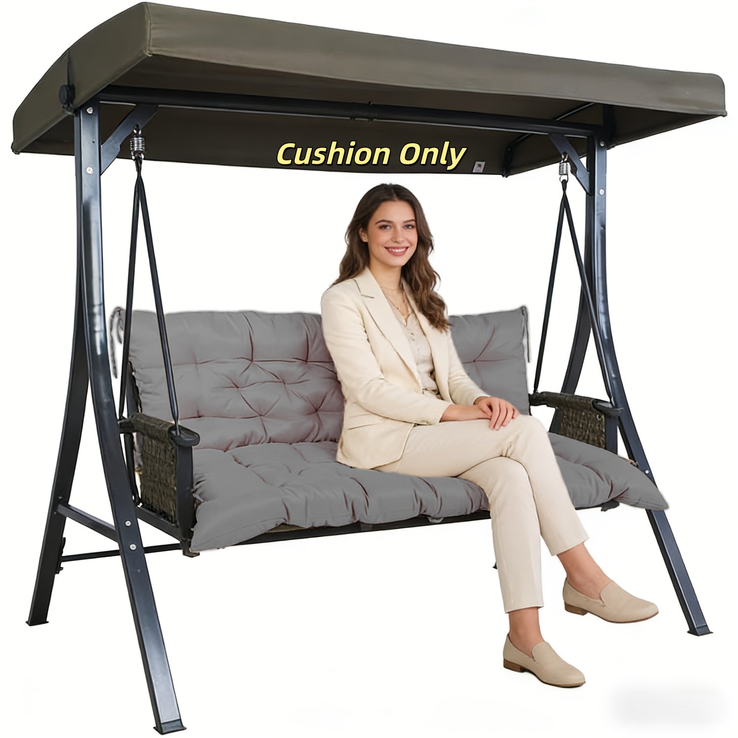 Replacement Cushions for 2-3 Seater Swings, Thick 4" Outdoor Porch Cushions, Waterproof Bench Cushions with Back Support for Garden Furniture